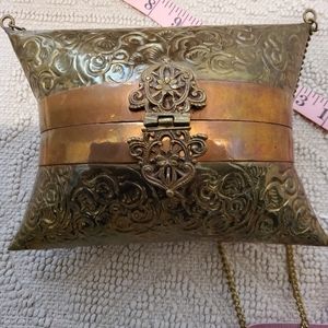 Vintage pillow purse.  Brass and copper?